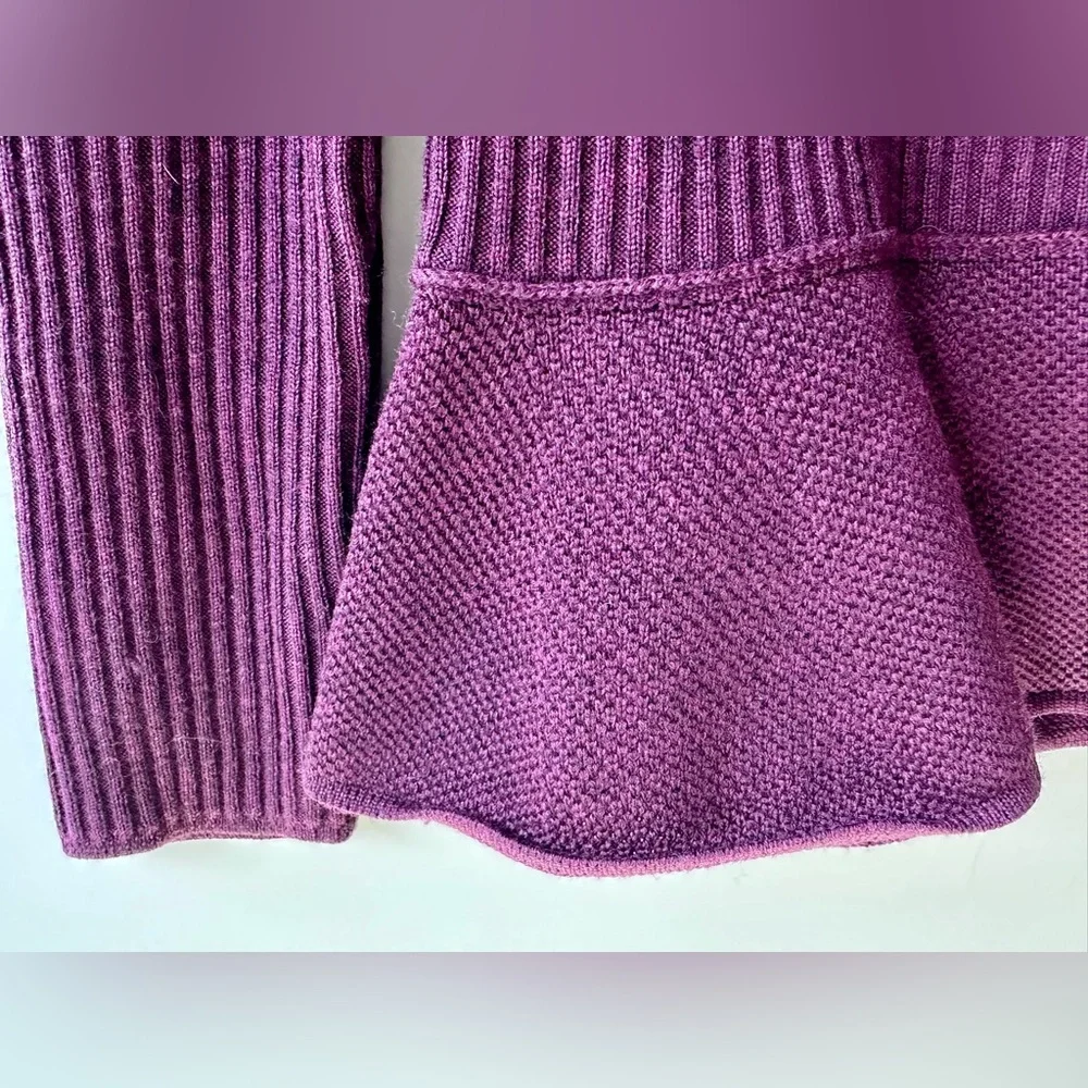 EUC Tory Burch Ramona Merino Peplum Sweater, Plum color, boat neck, size M
